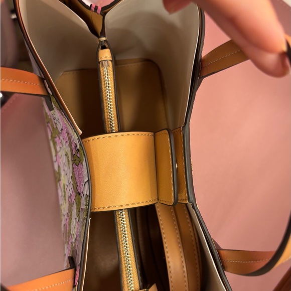 Tory Burch Pink and Green Floral Tote - Picture 3 of 6